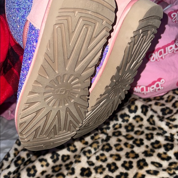 UGG Pink and Purple Glitter Ankle Boots - Picture 4 of 7